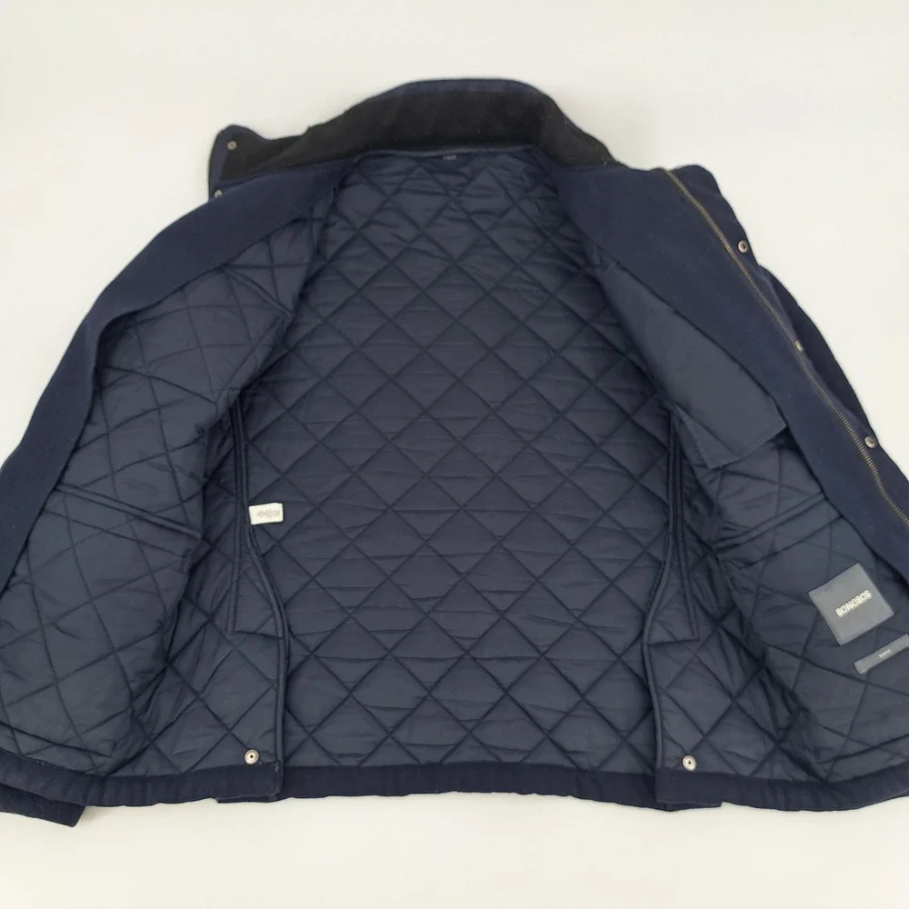 Bonobos Jacket Mens Large Blue Diamond Quilted Full Zip Wool Blend Barn Coat